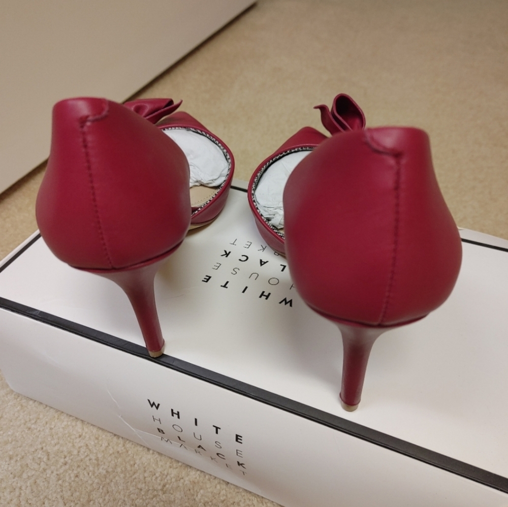 WHBM Ella High Heels with Bow Detail - Empress Red - Size 8 - Picture 3 of 6